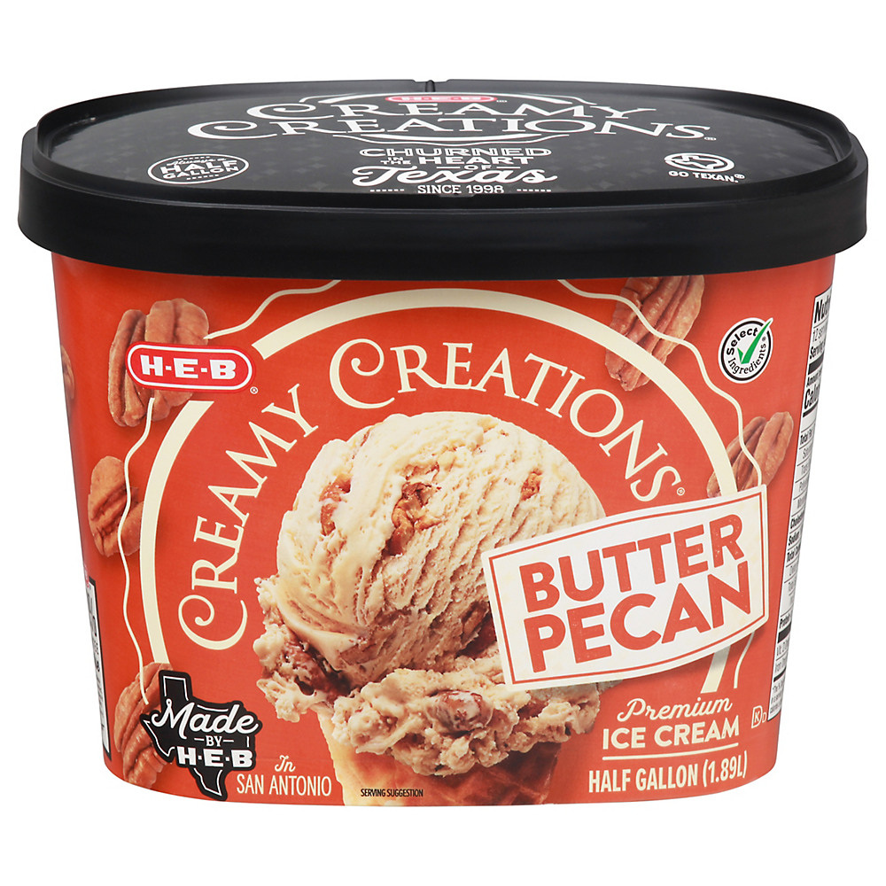 Calories in H-E-B Select Ingredients Creamy Creations Butter Pecan Ice Cream, 1/2 gal