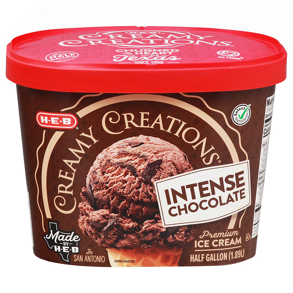 Calories in H-E-B Select Ingredients Creamy Creations Intense Chocolate Ice Cream, 1/2 gal