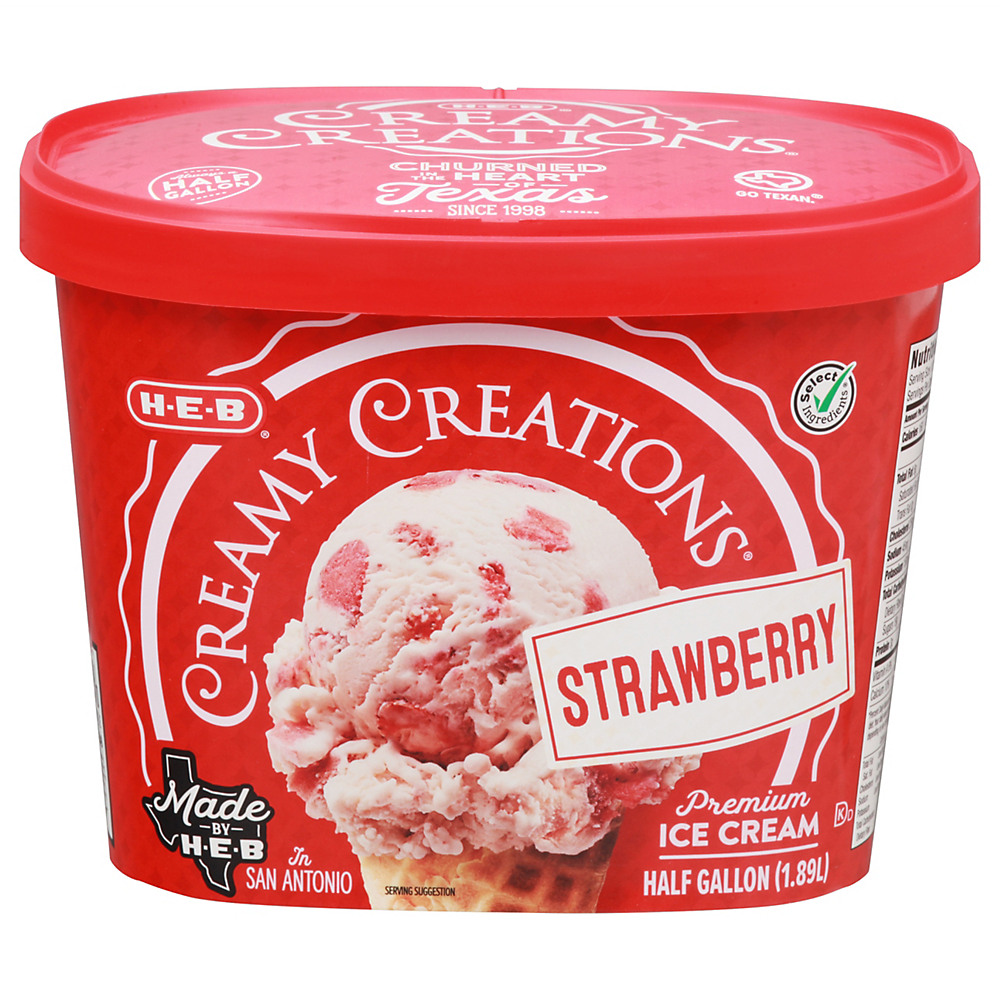 Calories in H-E-B Select Ingredients Creamy Creations Strawberry Ice Cream, 1/2 gal
