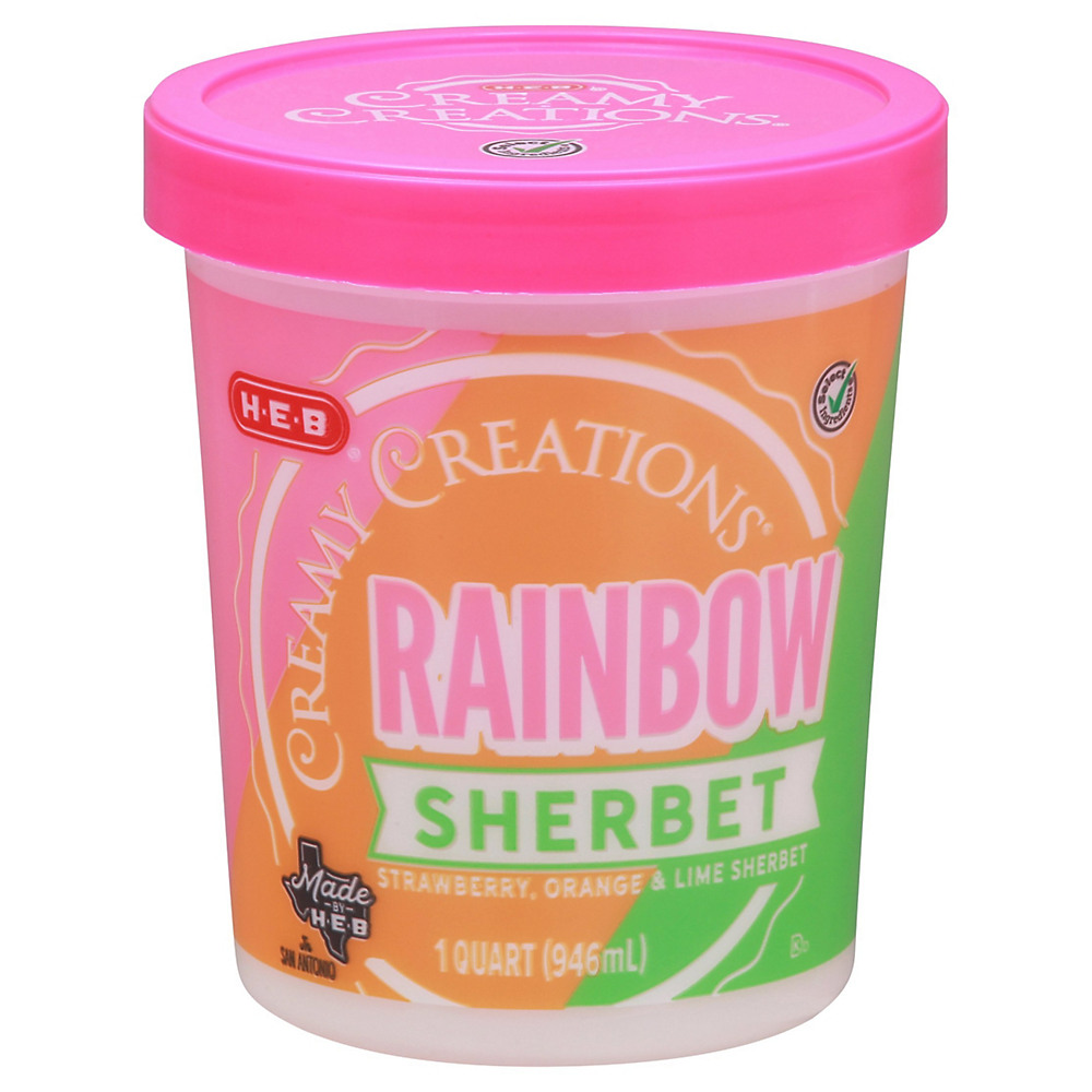 Calories in H-E-B Select Ingredients Creamy Creations Rainbow Sherbet, 1 qt