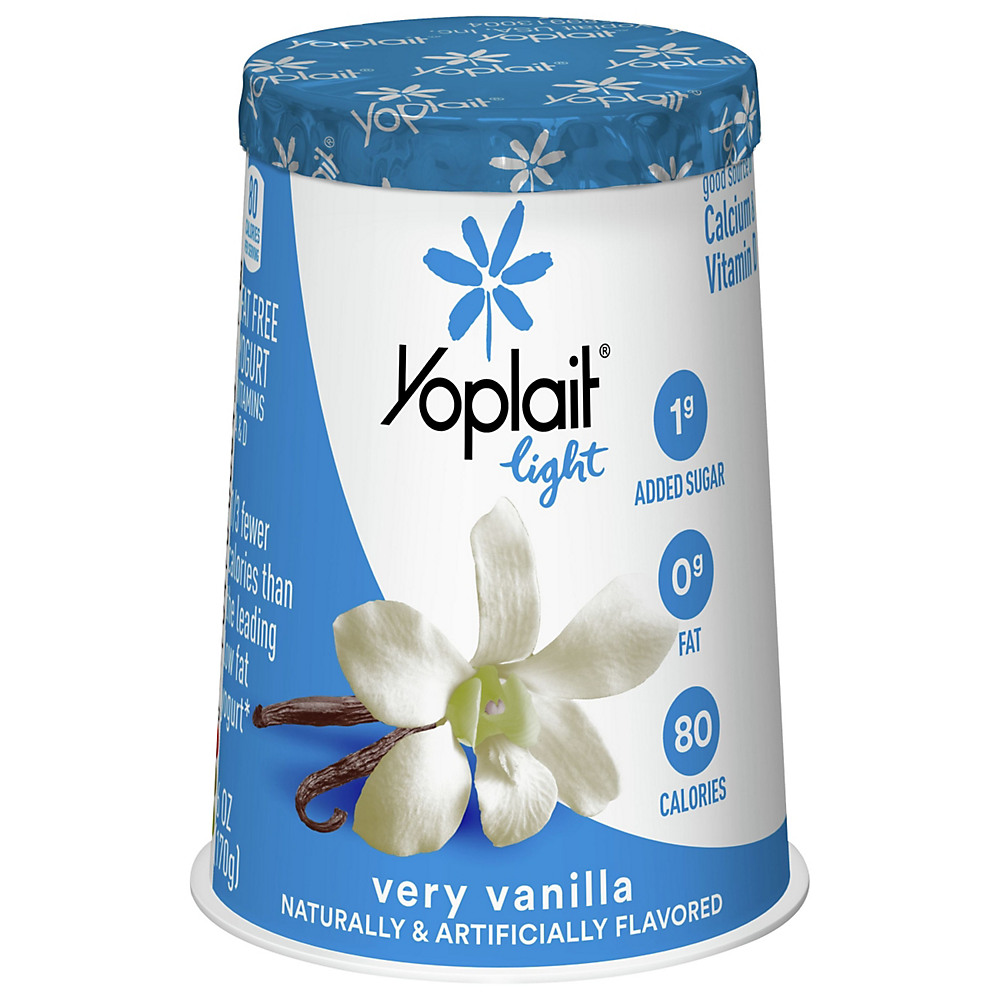 Calories in Yoplait Light Fat Free Very Vanilla Yogurt, 6 oz