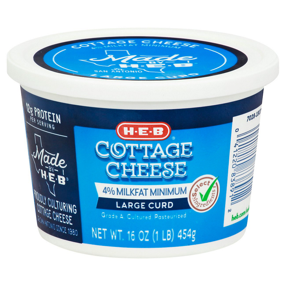 Calories in H-E-B Select Ingredients Large Curd Cottage Cheese, 16 oz