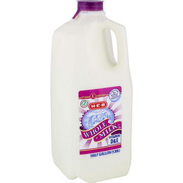 H-E-B Whole Milk, 1/2 gal