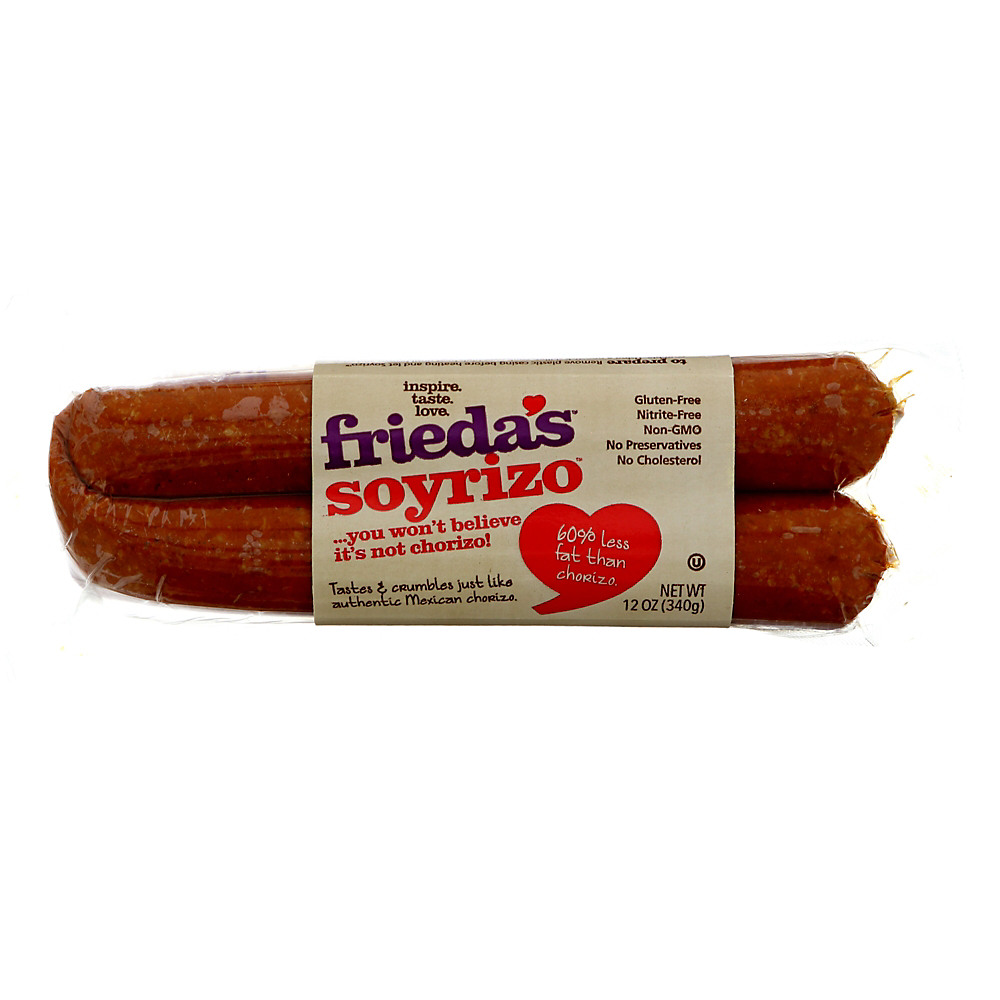 Calories in Frieda's Soyrizo, Meatless Soy Chorizo, 12 oz