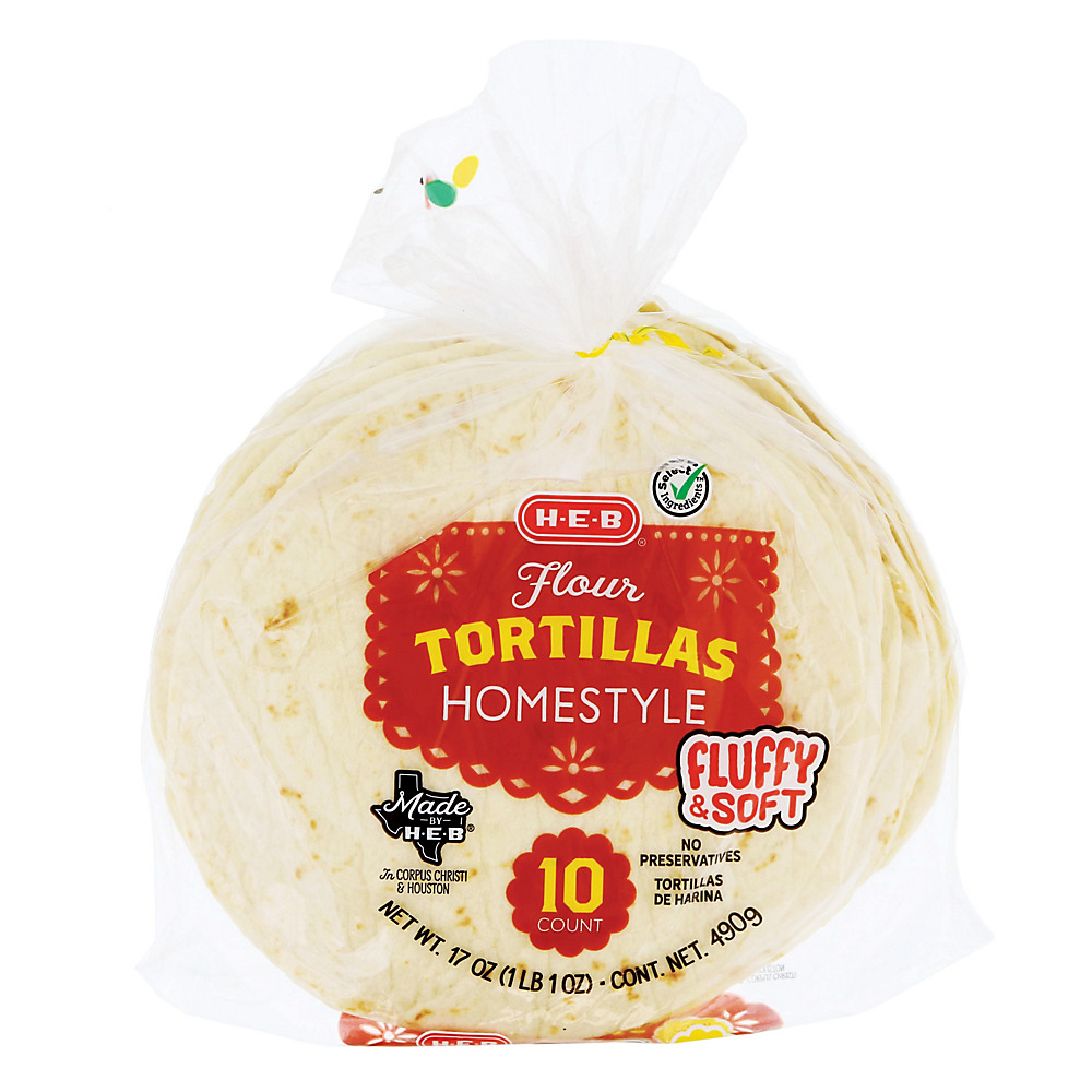 Calories in H-E-B Select Ingredients Homestyle Flour Tortillas, 10 ct