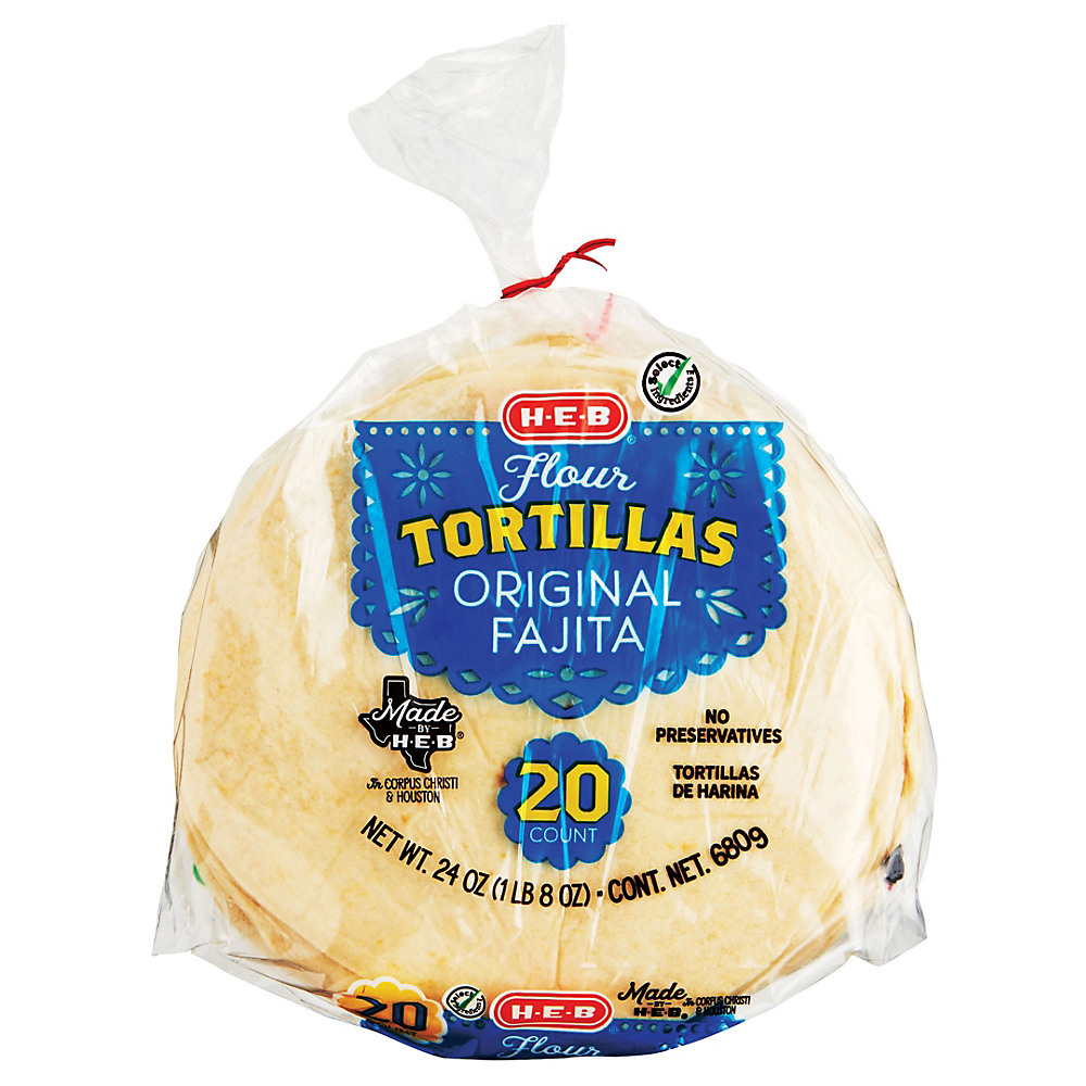 Calories in H-E-B Select Ingredients Original Flour Tortillas, 20 ct