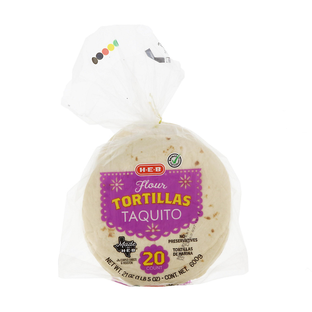 Calories in H-E-B Select Ingredients Taquito Flour Tortillas, 20 ct