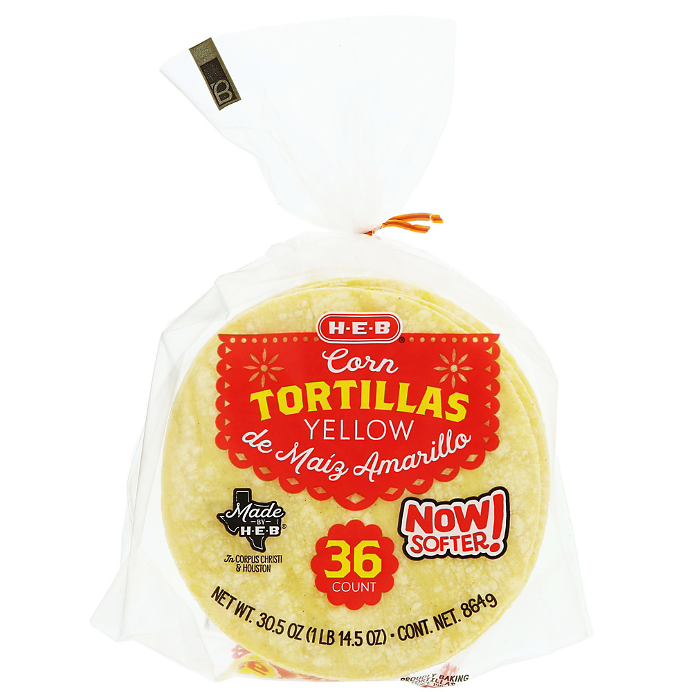 Calories in H-E-B Yellow Corn Tortillas, 36 ct
