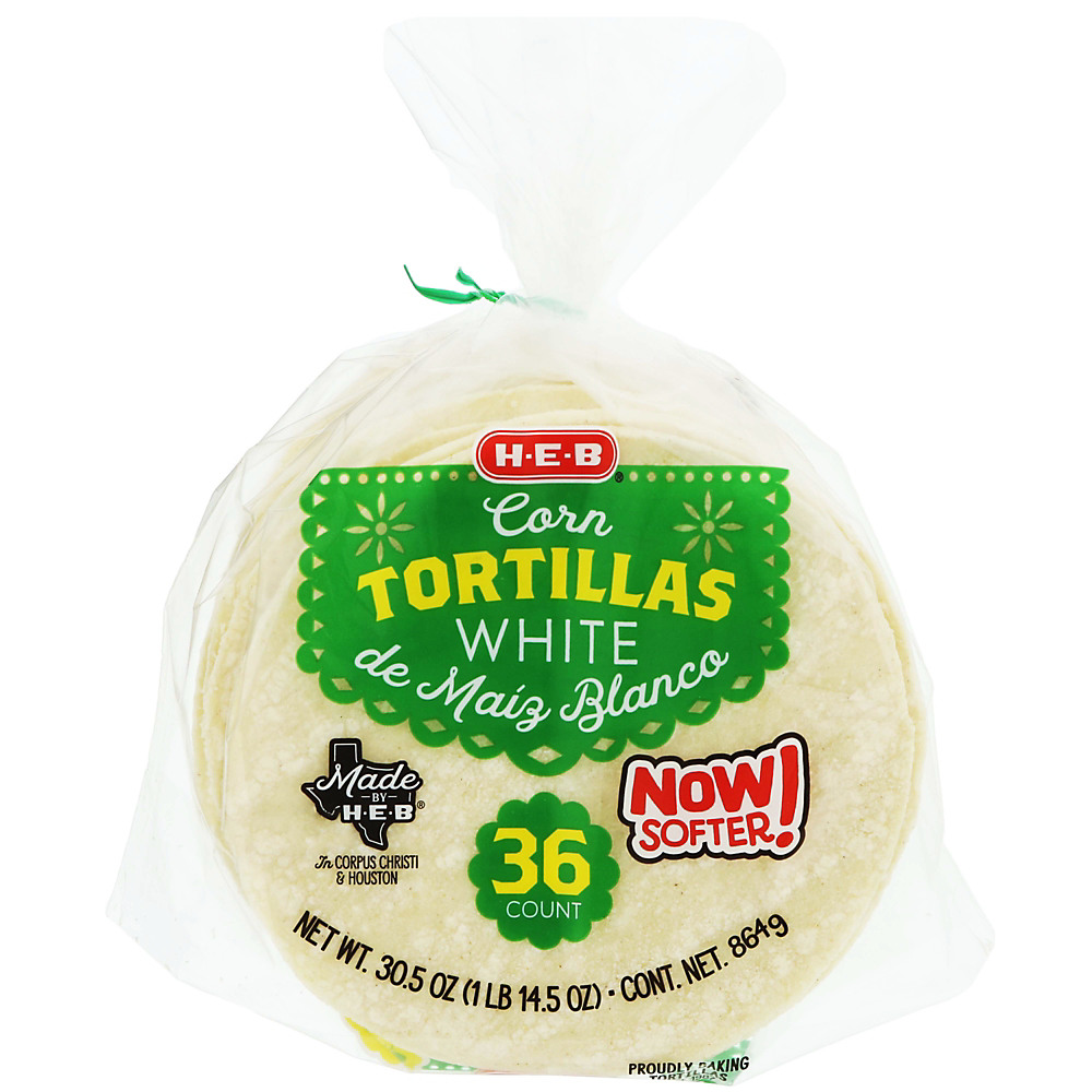 Calories in H-E-B White Corn Tortillas, 36 ct