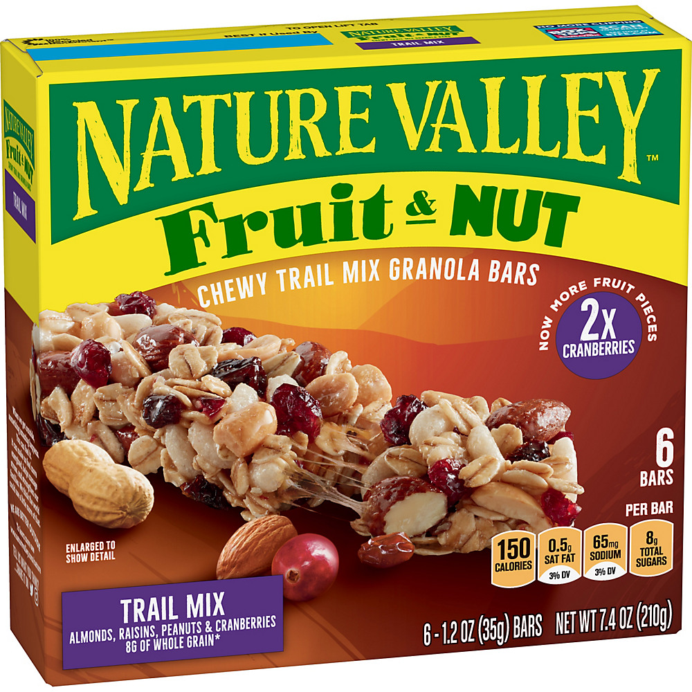 Calories in Nature Valley Fruit & Nut Trail Mix Chewy Granola Bars, 6 ct