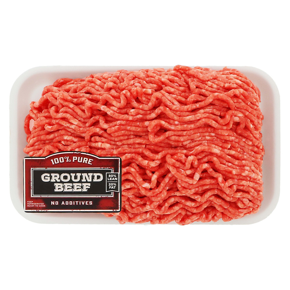 Calories in H-E-B 80% Lean Ground Beef , Avg. 1.18 lbs