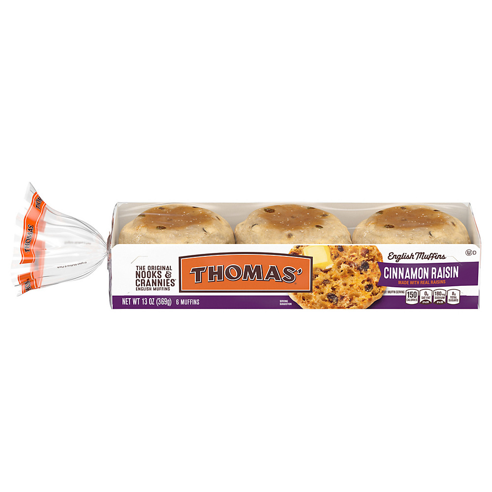 Calories in Thomas' Cinnamon Raisin English Muffins, 6 ct