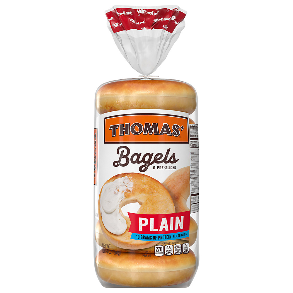 Calories in Thomas' Plain Pre-Sliced Bagels, 6 ct