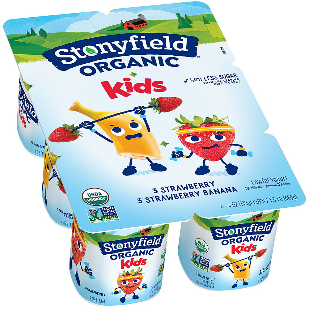 Calories in Stonyfield Organic Low-Fat Strawberry & Strawberry Banana Yogurt, 6 ct