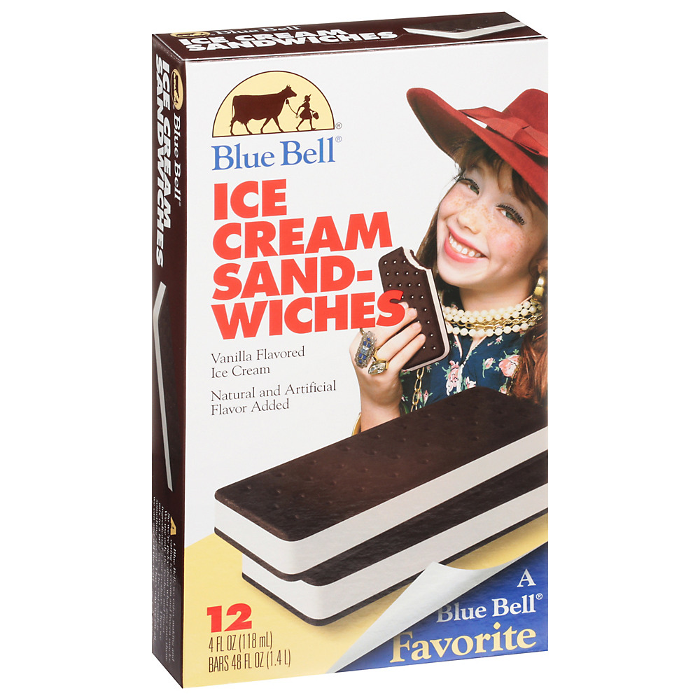 Calories in Blue Bell Ice Cream Sandwiches, Vanilla Flavored, 12 ct