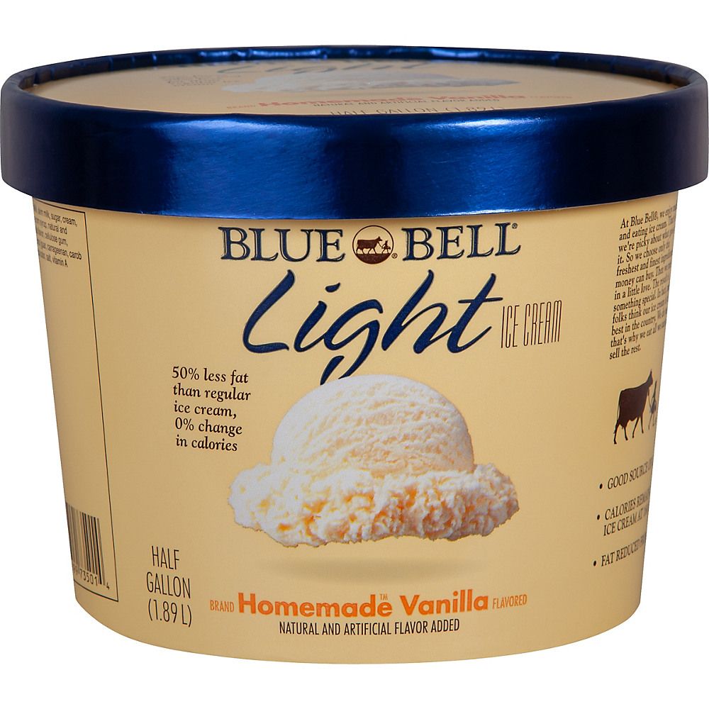 Calories in Blue Bell Light Homemade Vanilla Ice Cream, 1/2 gal