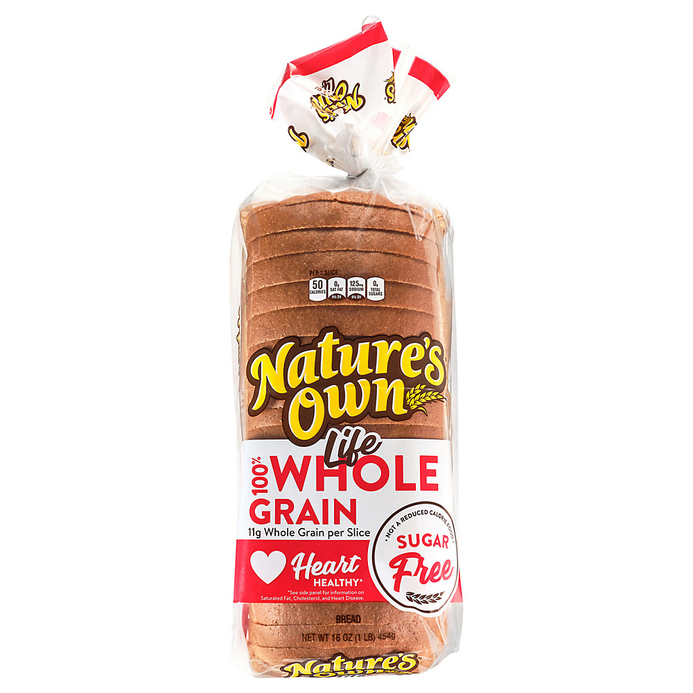 Calories in Nature's Own Life 100% Whole Grain Sugar Free Bread, 16 oz