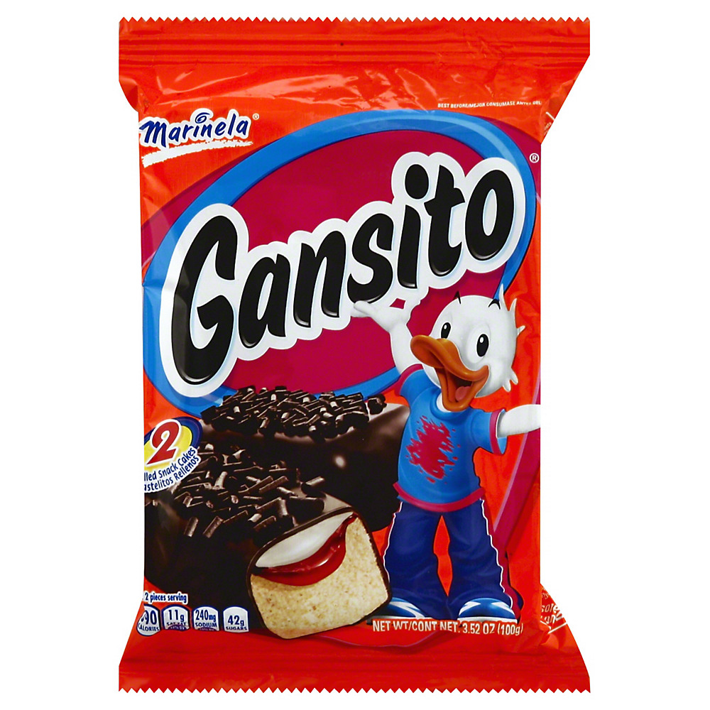Calories in Marinela Gansito Strawberry Jelly and Cream Filled Snack Cakes, 3.52 oz