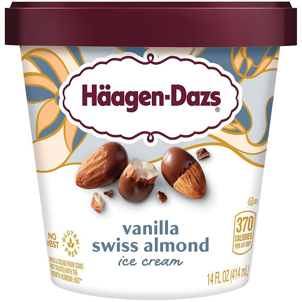 Calories in Haagen-Dazs Vanilla Swiss Almond Ice Cream, 14 oz
