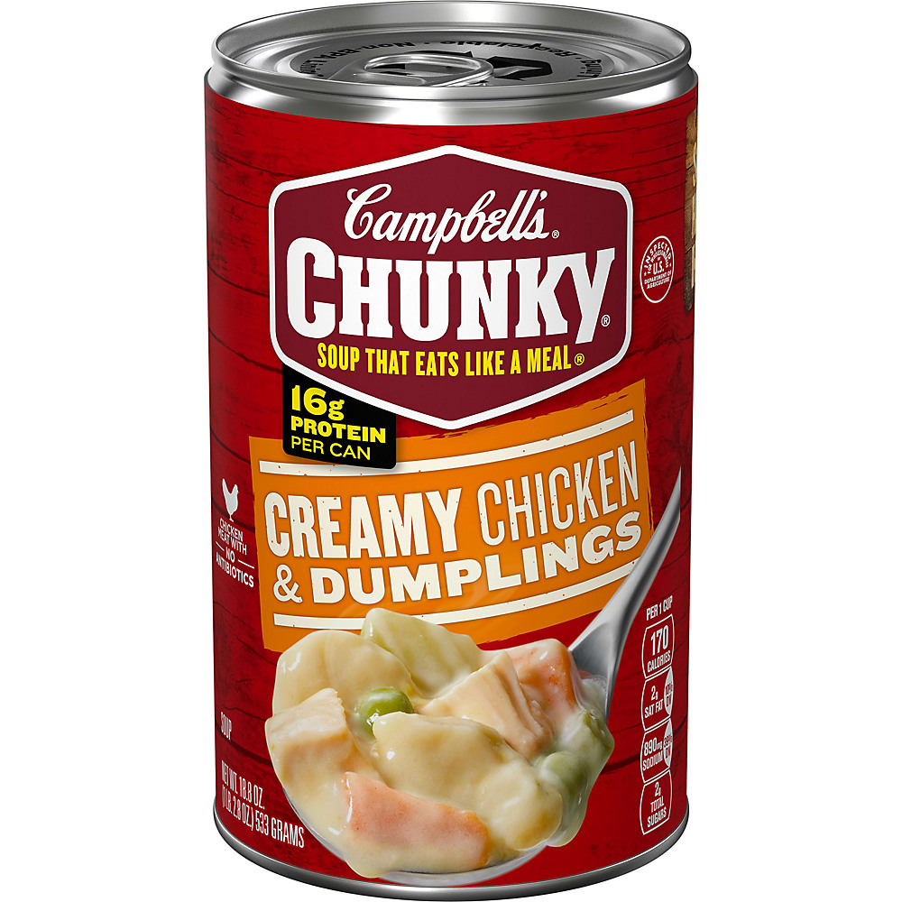 Calories in Campbell's Chunky Creamy Chicken and Dumplings Soup, 18.8 oz