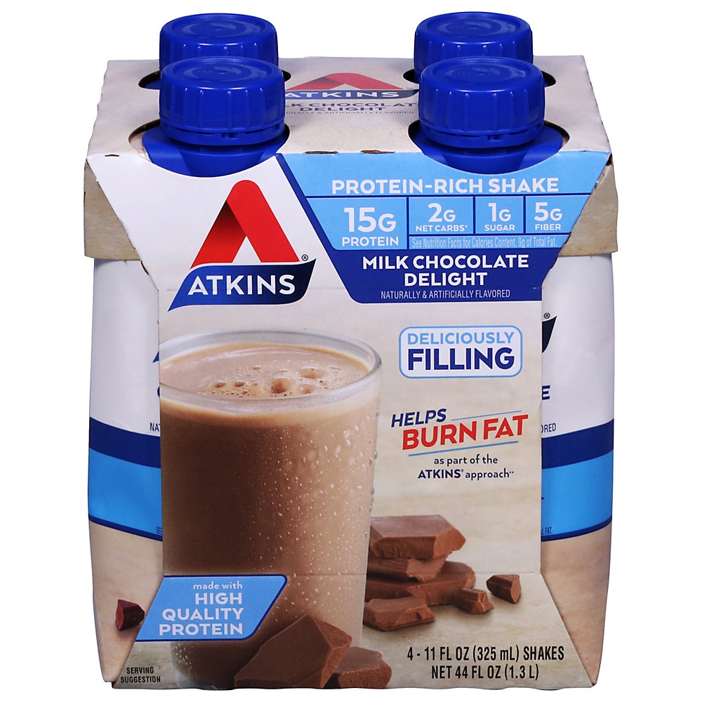 Calories in Atkins Milk Chocolate Delight Shake 4 pk, 11 oz