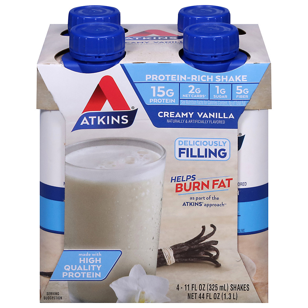 Calories in Atkins Creamy Vanilla Shake 4 pk, 11 oz