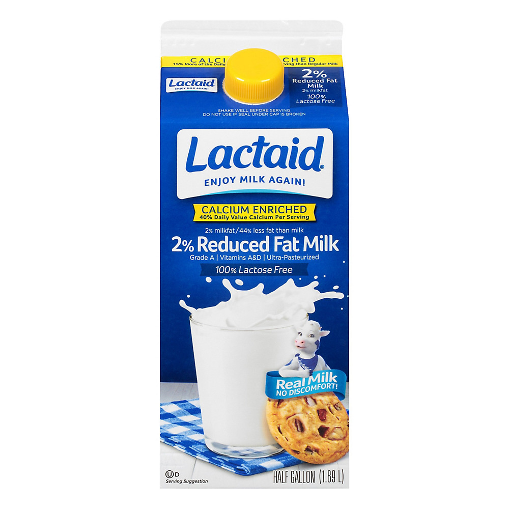 Calories in Lactaid 100% Lactose Free Calcium Enriched 2% Reduced Fat Milk, 1/2 gal
