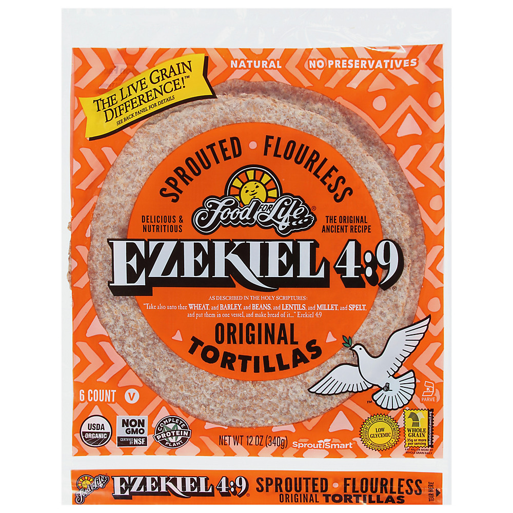 Calories in Food For Life Ezekiel 4:9 New Mexico Style Sprouted Grain Tortillas, 12 oz