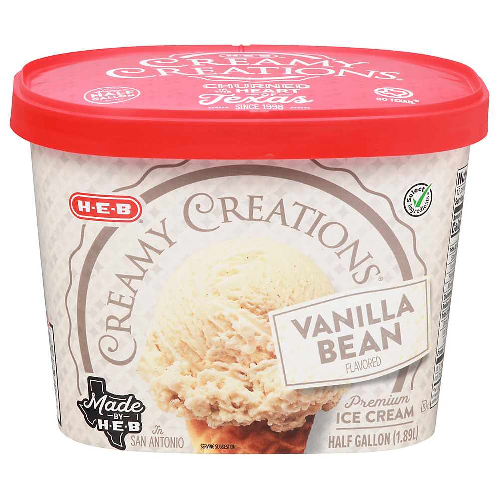 Calories in H-E-B Select Ingredients Creamy Creations Vanilla Bean Ice Cream, 1/2 gal