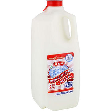 H-E-B Reduced Fat 2% Milk, 1/2 gal