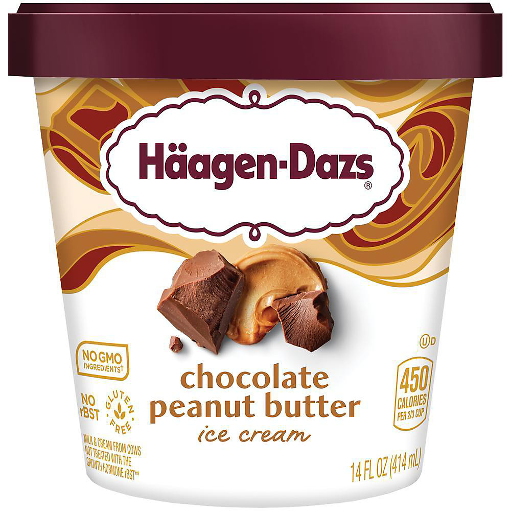 Calories in Haagen-Dazs Chocolate Peanut Butter Ice Cream, 14 oz