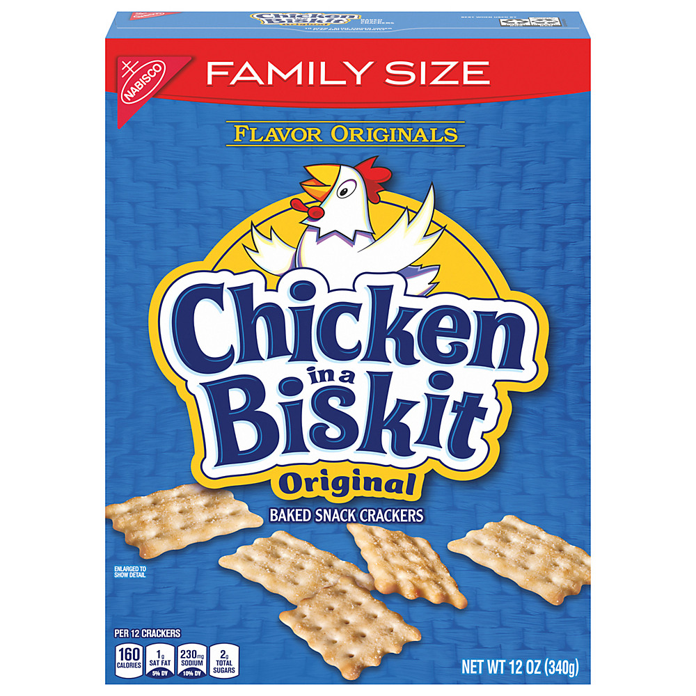 Calories in Nabisco Chicken in a Biskit Original Baked Snack Crackers Family Size, 12 oz