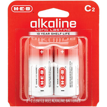 H-E-B Alkaline C Batteries, 2 pk