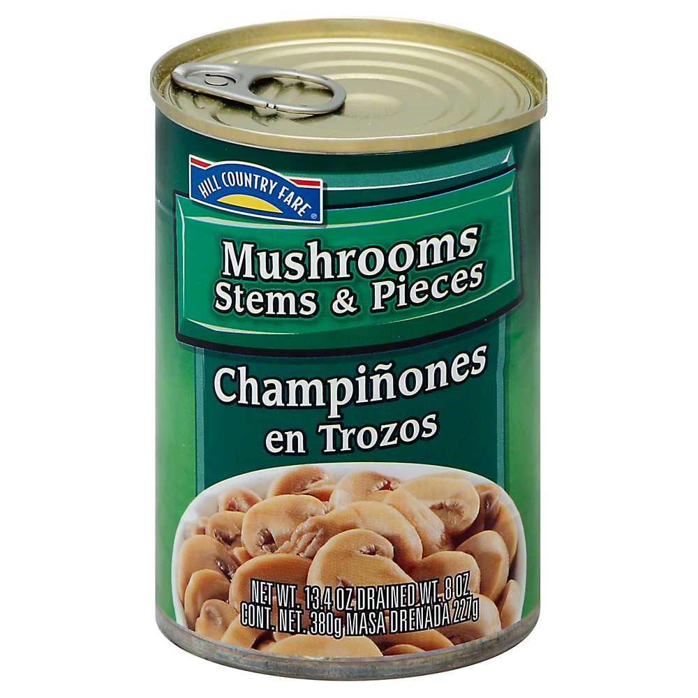 Calories in Hill Country Fare Mushrooms Stems & Pieces, 13.4 oz
