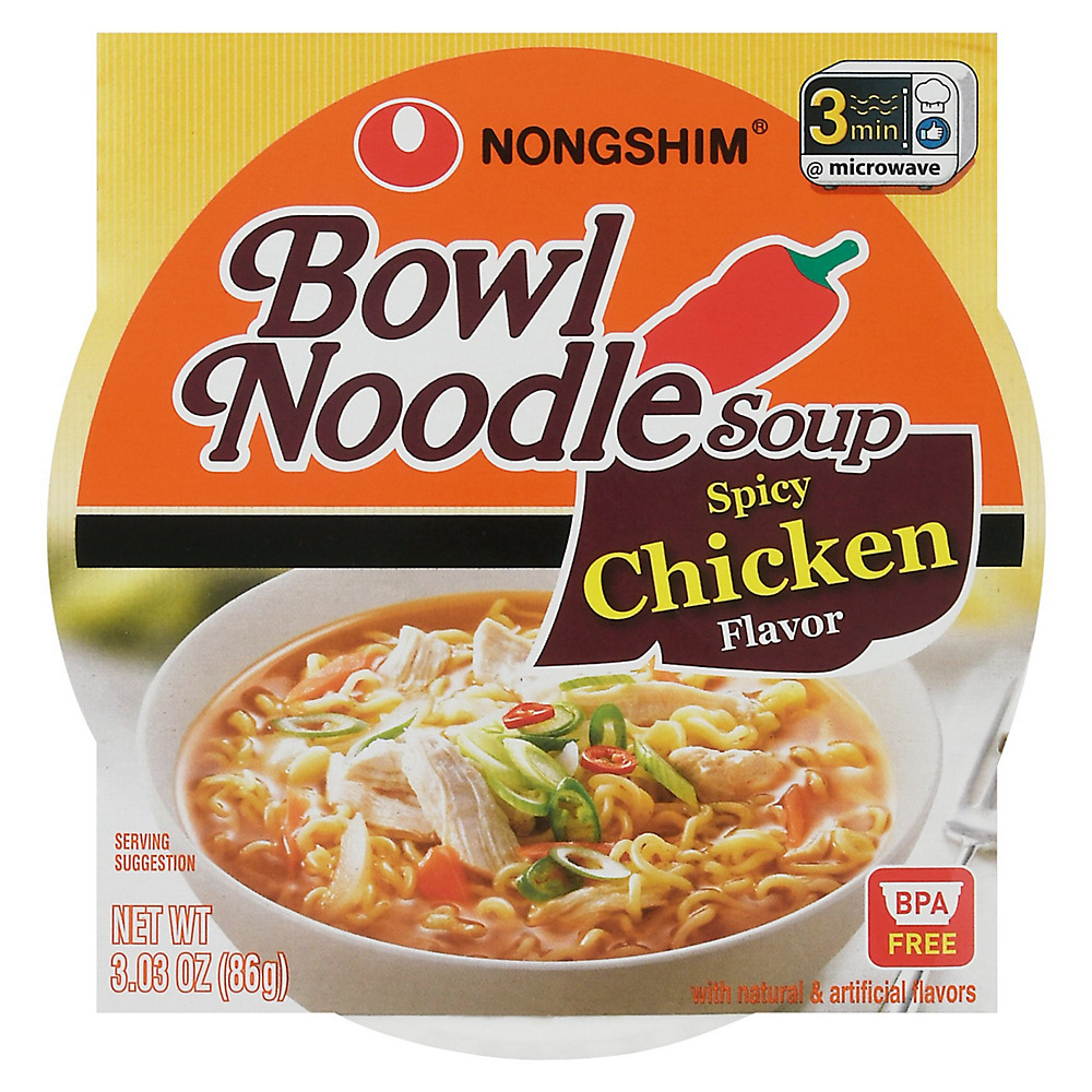 Calories in Nongshim Spicy Chicken Bowl Noodle Soup, 3.03 oz