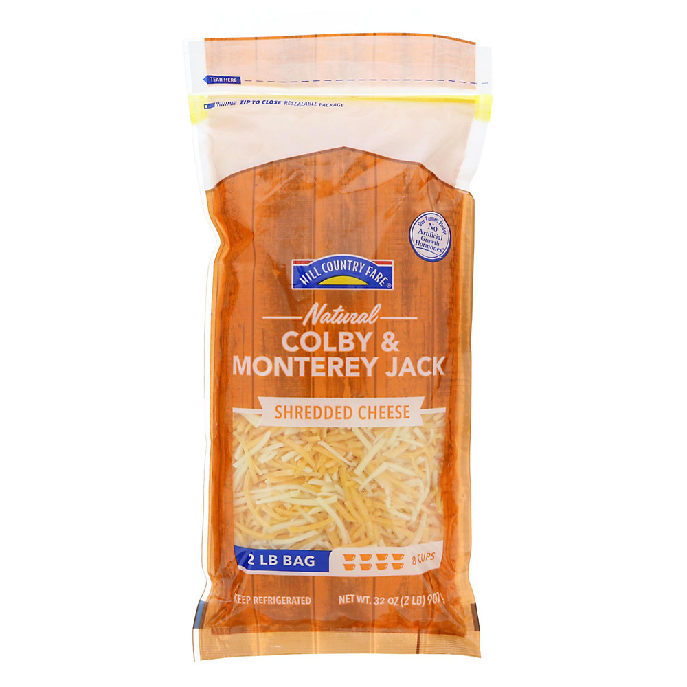 Calories in Hill Country Fare Colby and Monterey Jack Cheese, Shredded, 32 oz
