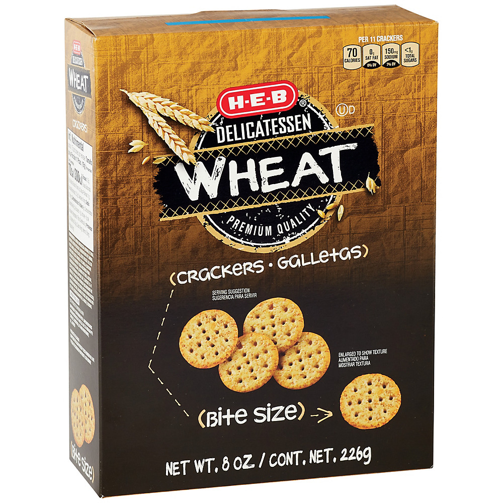 Calories in H-E-B Wheat Entertainer Crackers Bite Size, 8 oz