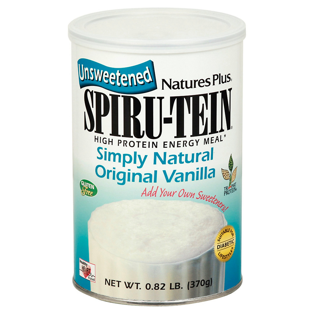 Calories in NaturesPlus Spiru-Tein Unsweetened Simply Natural Original Vanilla High Protein Energy Meal, 0.82 lb