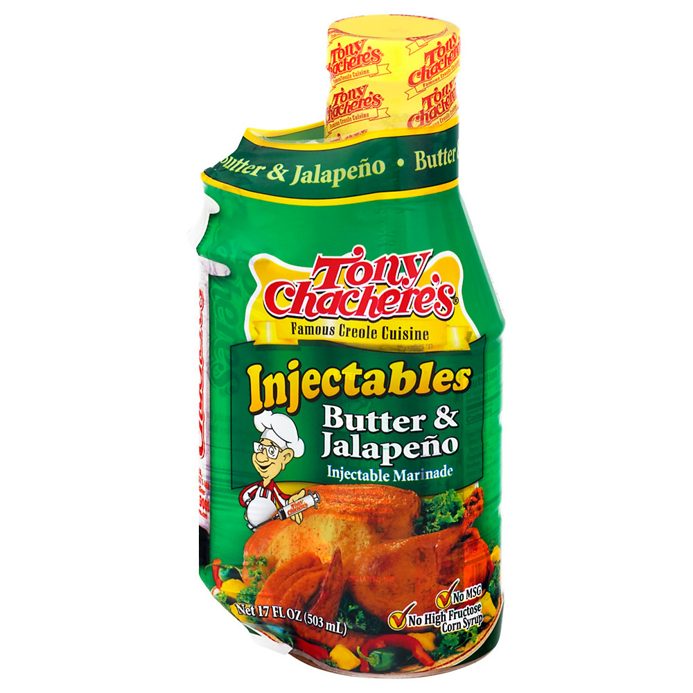 Calories in Tony Chachere's Injectables Butter & Jalapeno Marinade, 17 oz