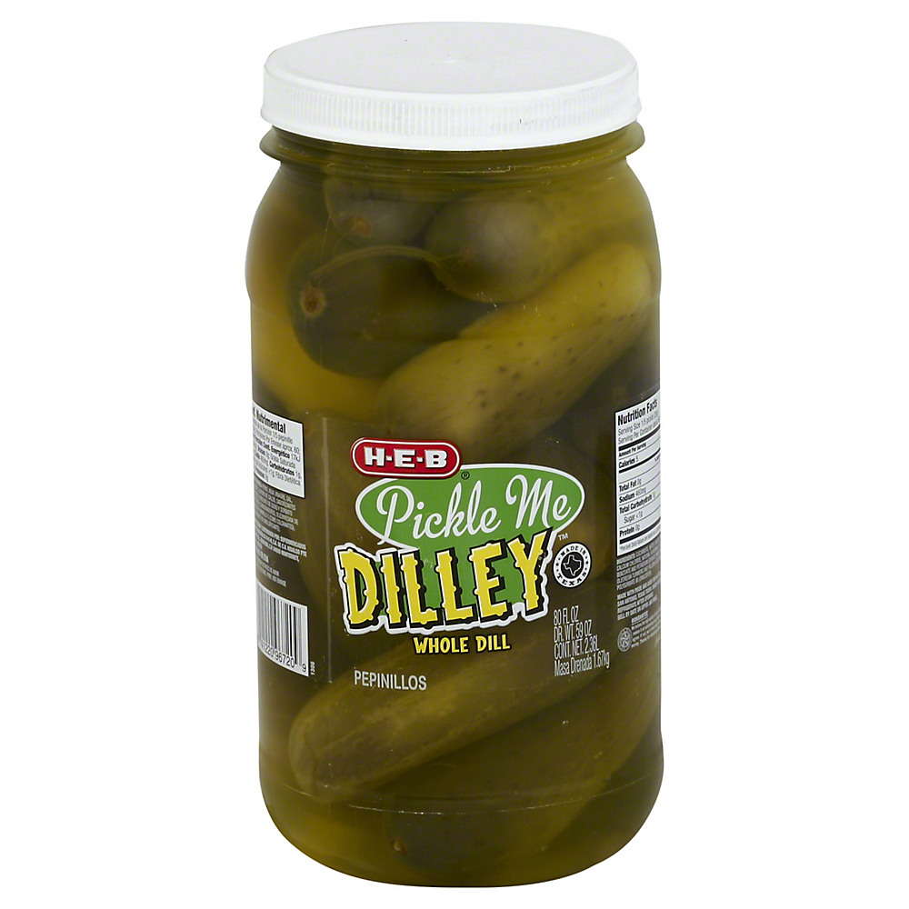 Calories in H-E-B Pickle Me Dilley Original Whole Dill Pickles, 80 oz