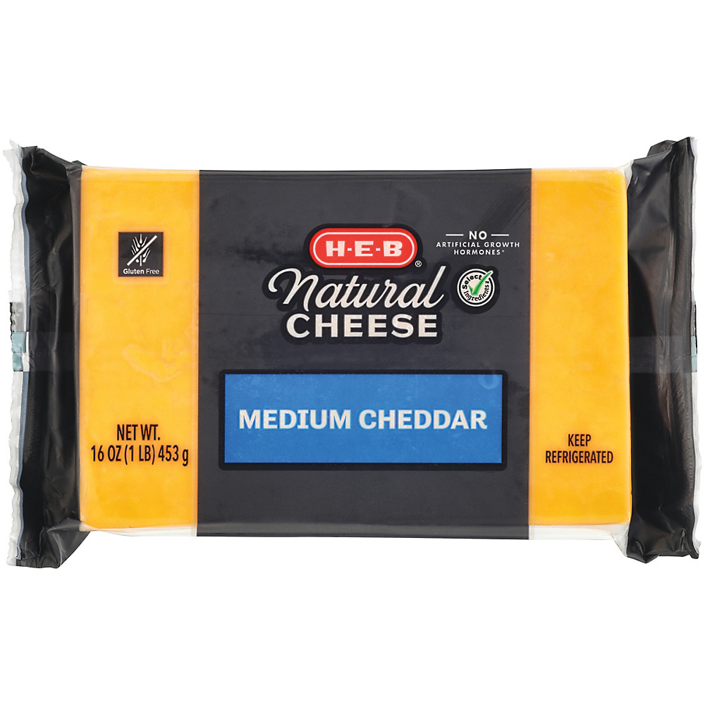Calories in H-E-B Select Ingredients Medium Cheddar Cheese, 16 oz