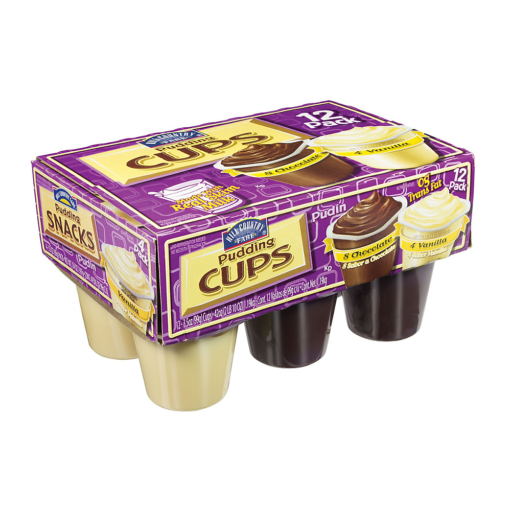 Calories in Hill Country Fare Chocolate & Vanilla Pudding Cups Family Size, 12 ct