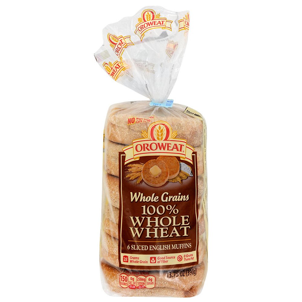 Calories in Oroweat Whole Grains 100% Whole Wheat English Muffins, 6 ct