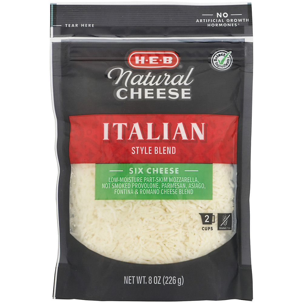 Calories in H-E-B Select Ingredients Italian Style Blend Cheese, Shredded, 8 oz