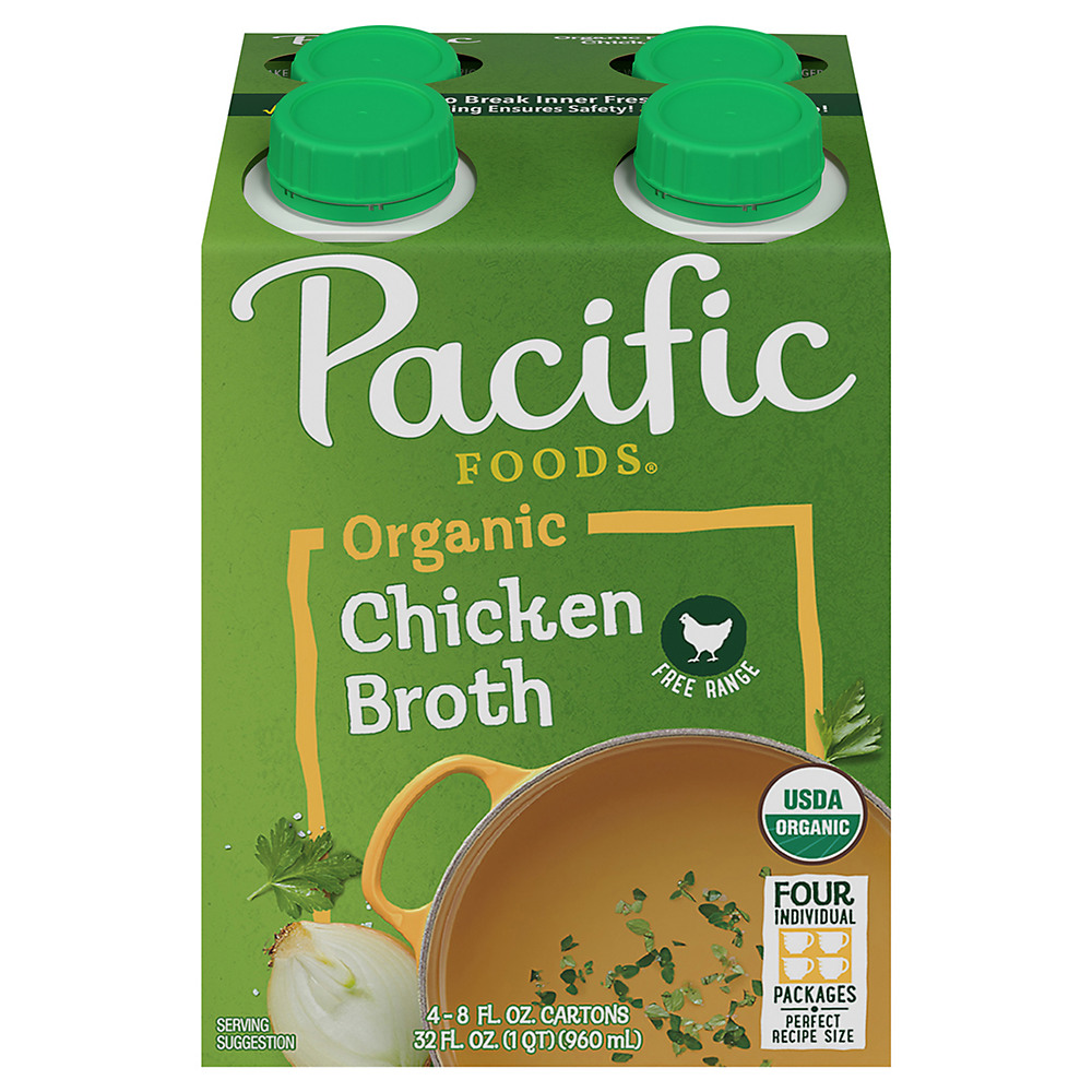 Calories in Pacific Foods Organic Free Range Chicken Broth Cartons, 4 pk