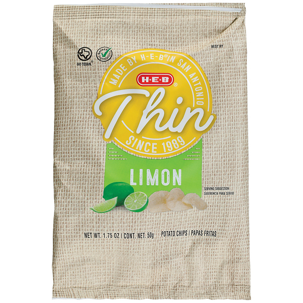 Calories in H-E-B Thin Limon Potato Chips, 1.75 oz