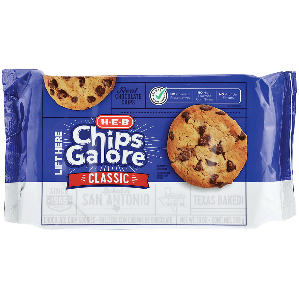 Calories in H-E-B Select Ingredients Chips Galore! Classic Chocolate Chip Cookies, 13 oz