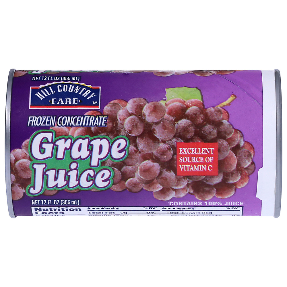Calories in Hill Country Fare Frozen 100% Grape Juice, 12 oz