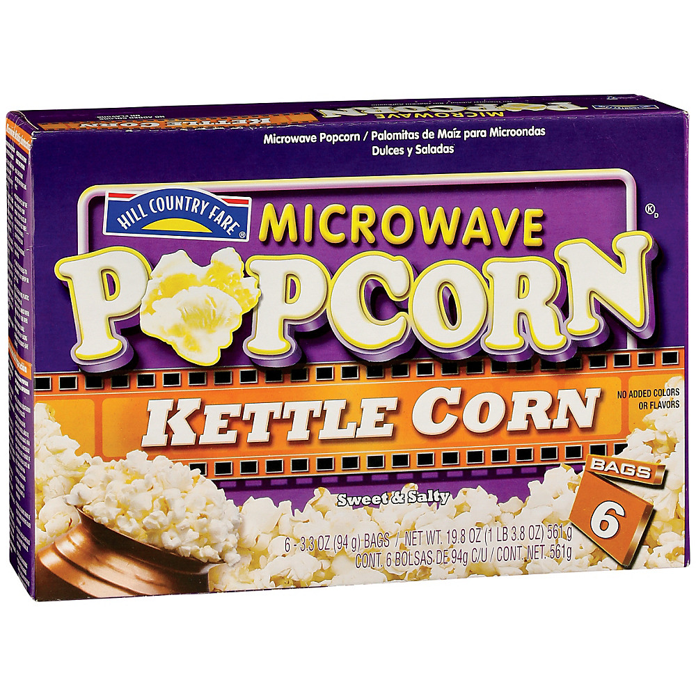 Calories in Hill Country Fare Kettle Corn Microwave Popcorn, 6 ct