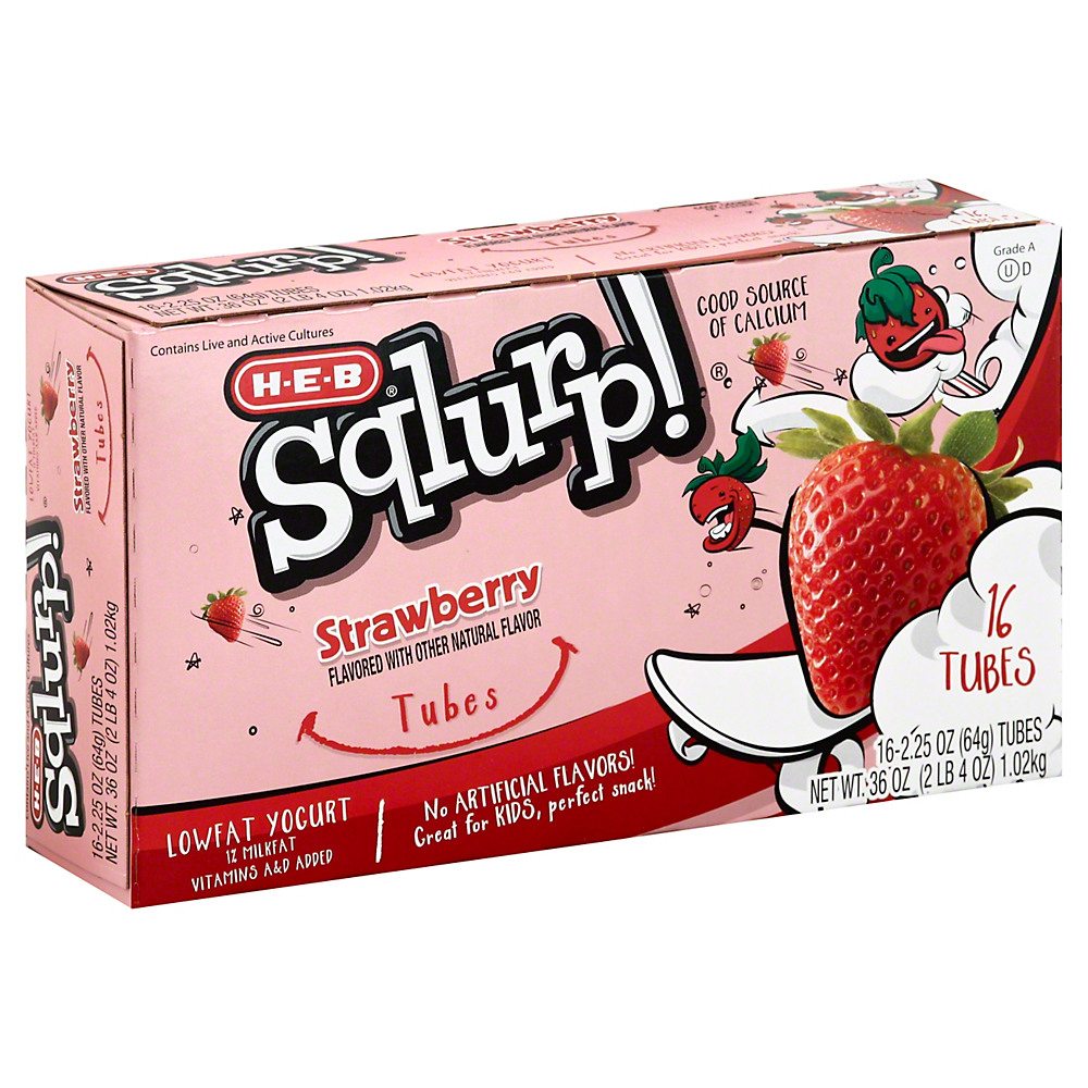 Calories in H-E-B Sqlurp! Low-Fat Strawberry Yogurt Tubes, 16 ct
